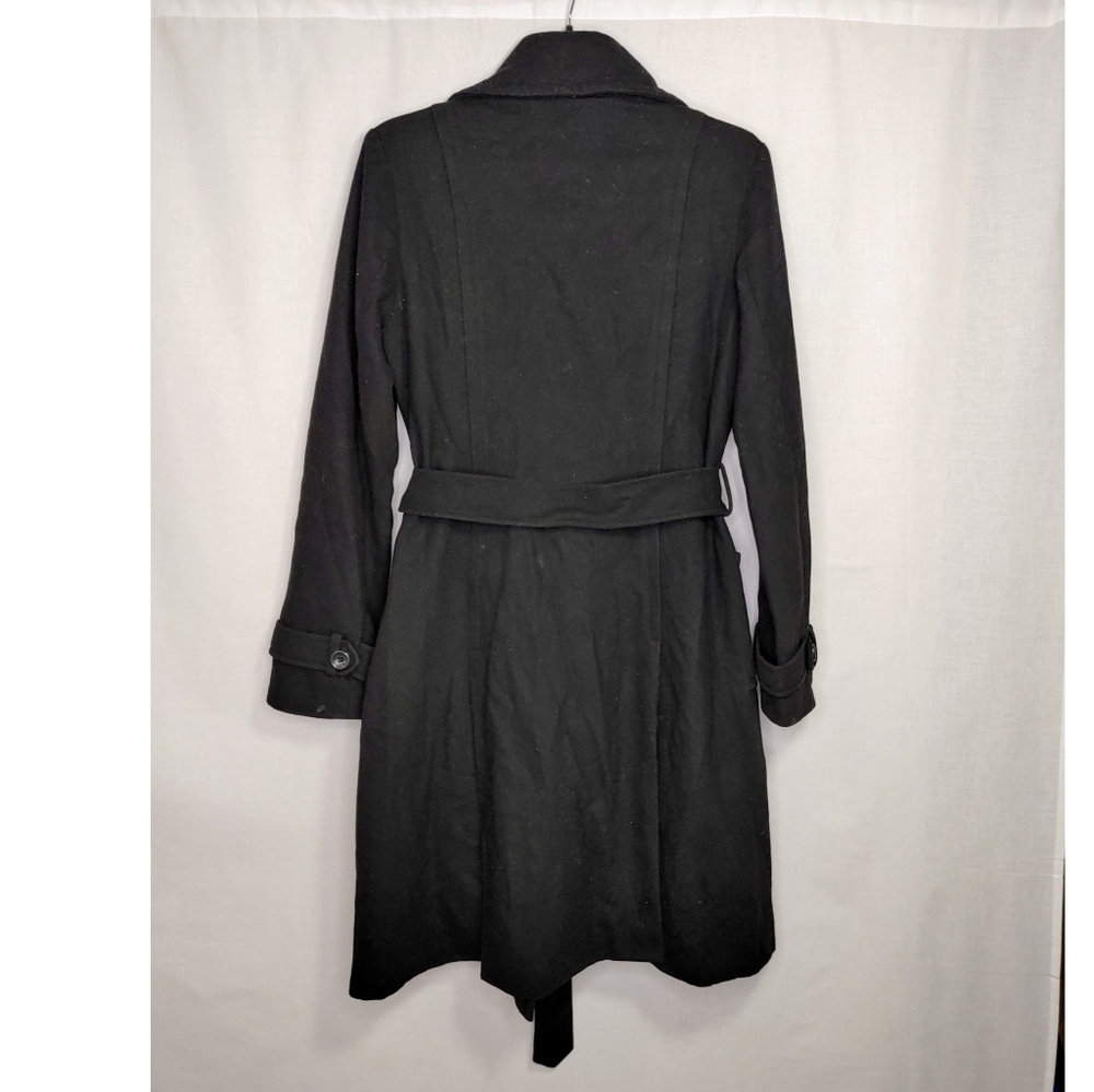 Steve Madden Double Breasted Black Wool Trenchcoat - Picture 2 of 13